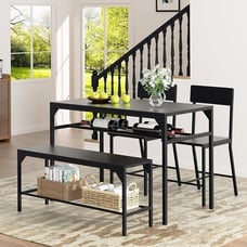 Shintenchi Kitchen Table Chairs Set of 4, Dining Table Set for 4 with Bench and