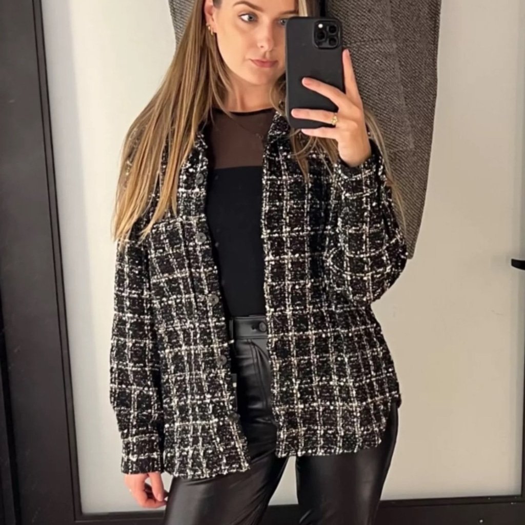 Abercrombie & Fitch Oversized Tweed Shirt Jacket Shacket Button Up Size Small