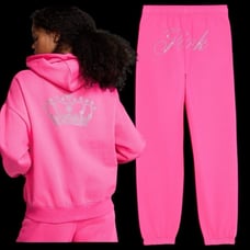 PINK LMTD EDITION SMALL CARMINE ROSE BLING CAMPUS FULL-ZIP HOODIE & SWEATPANTS