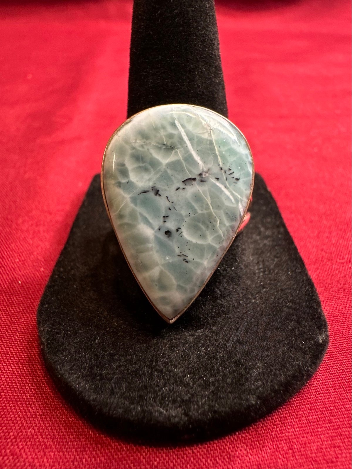 Pear Shaped Larimar Sterling Silver Ring
