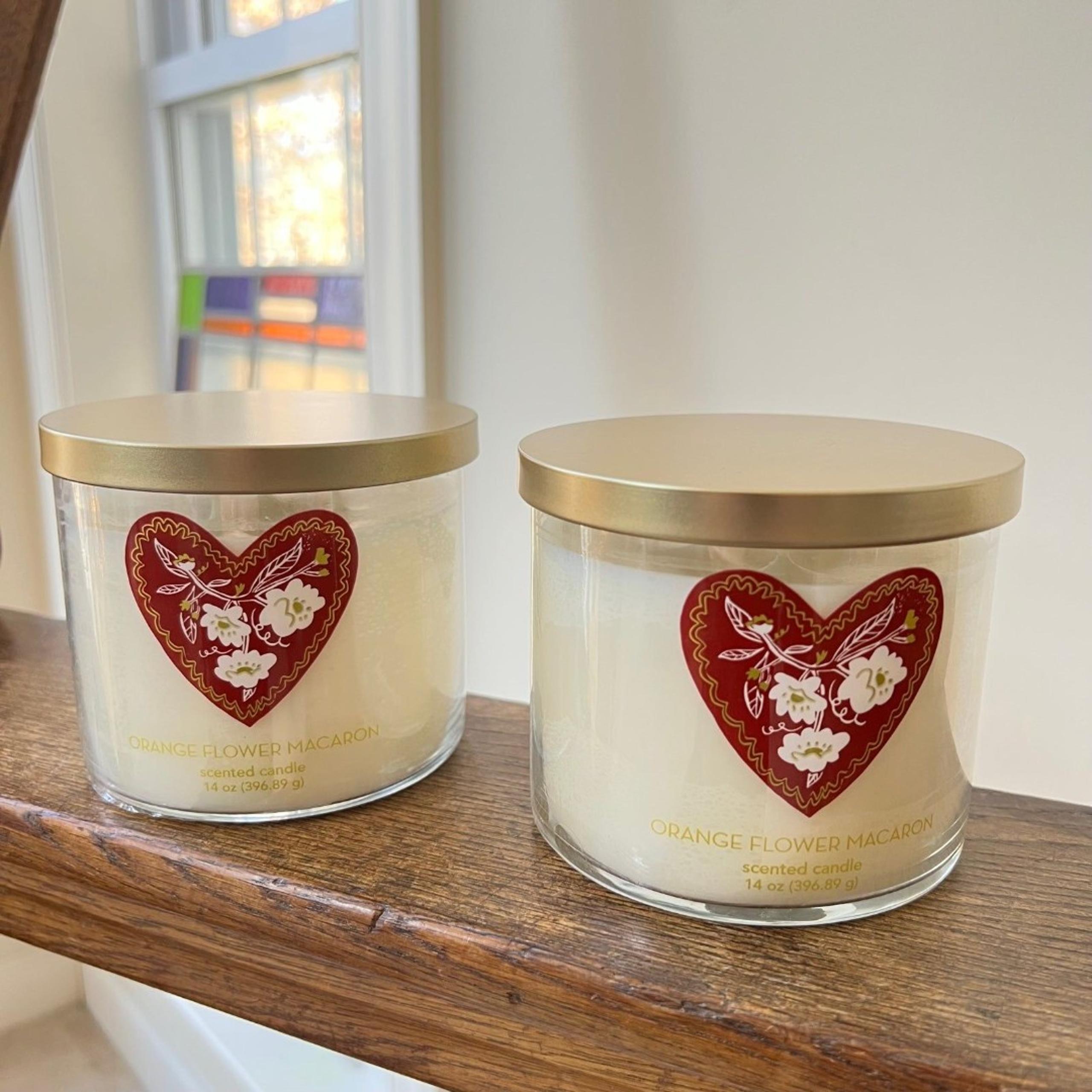 Target Threshold Large Orange Flower Macaron  3 Wick Scented Candle - Set of 2