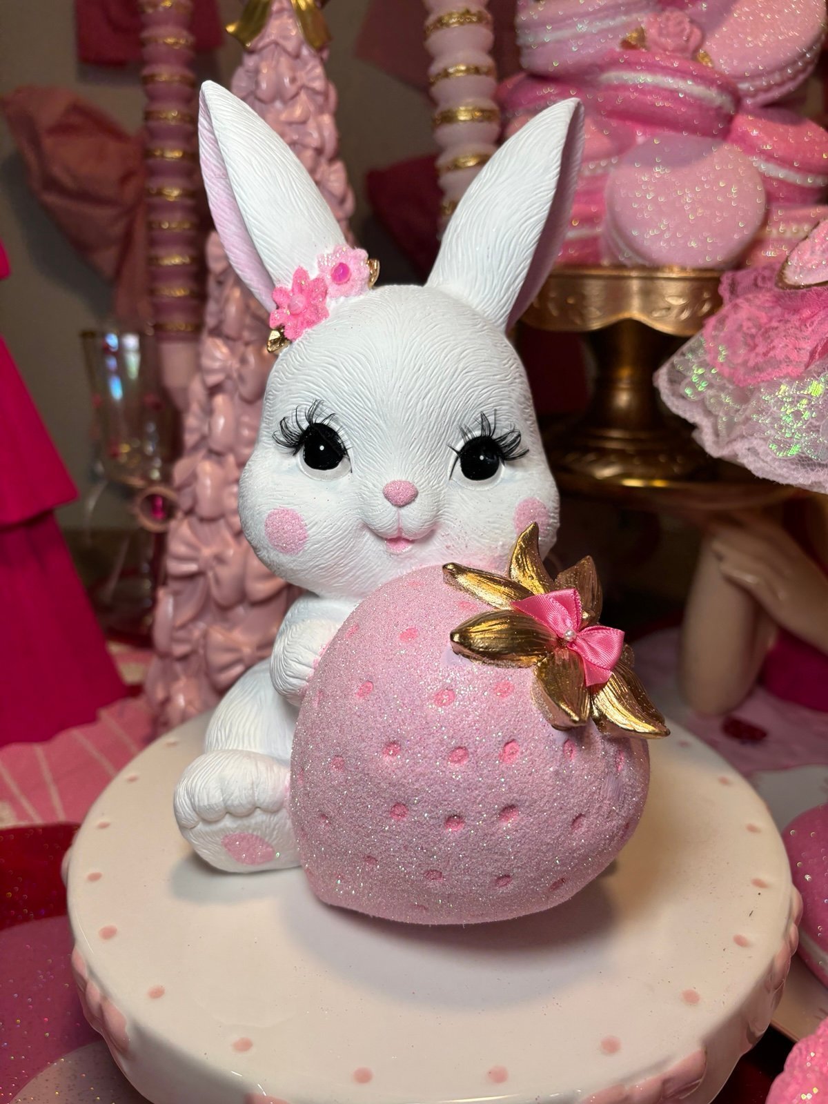 Strawberry bunny hand painted