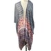 Pool to Party Swim Coverup Kimono Open Front One size Navy Pink