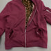 Cheetah Print Fuzzy Lined Maroon Zip Up Bomber Jacket