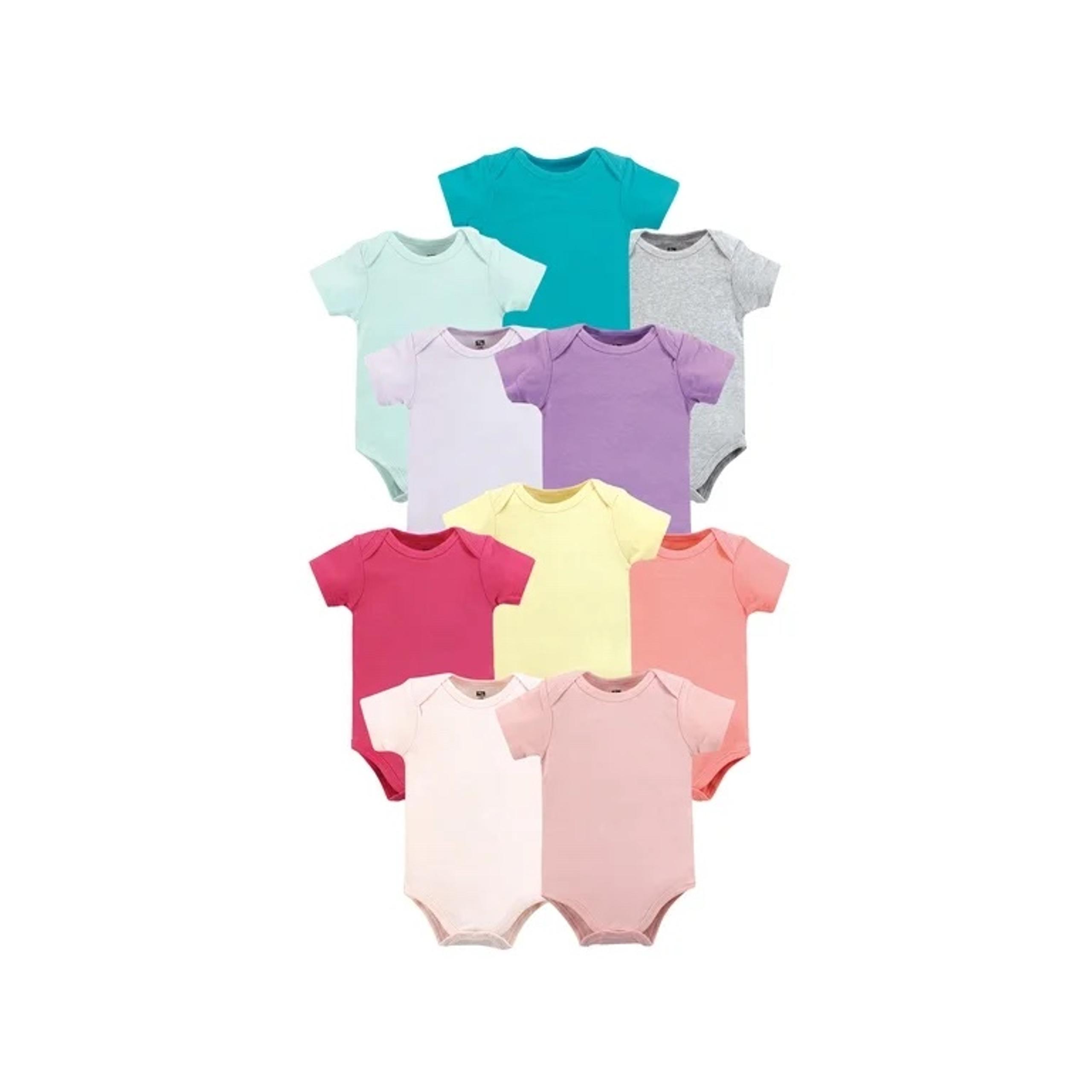 Hudson Baby Unisex Short Sleeve Bodysuit 10 Pack 9-12M Baby Girl BRAND NEW