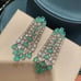 Aqua Blue Crackled Crystal CZ Statement Earrings, Teal Blue Crystal Earrings