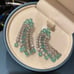 Aqua Blue Crackled Crystal CZ Statement Earrings, Teal Blue Crystal Earrings