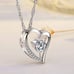 New 925 Sterling Silver Diamond Open Heart Necklace