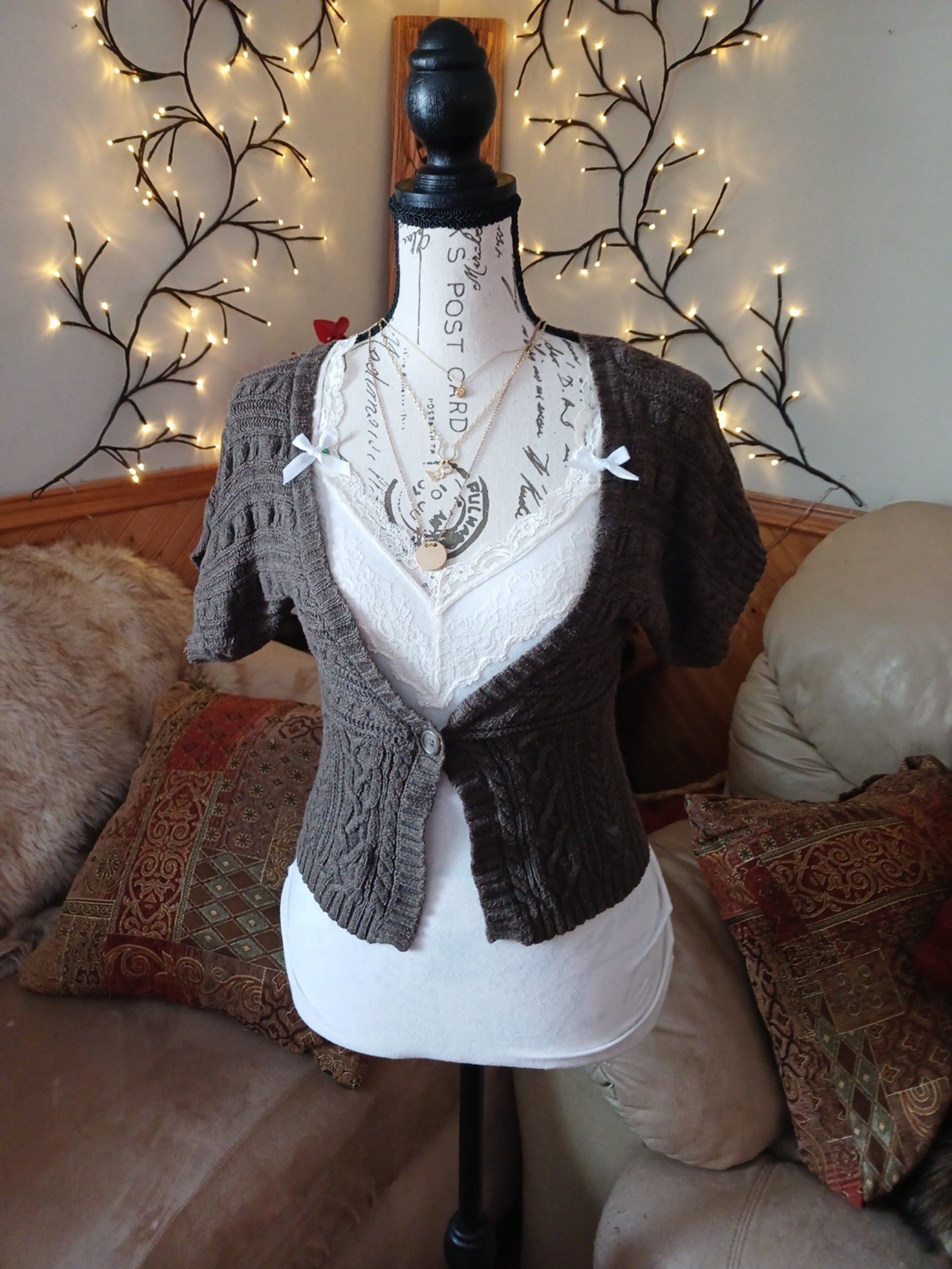 ♡Y2K♡Abercrombie babydoll short sleeve cropped Cardigan sweater♡♡