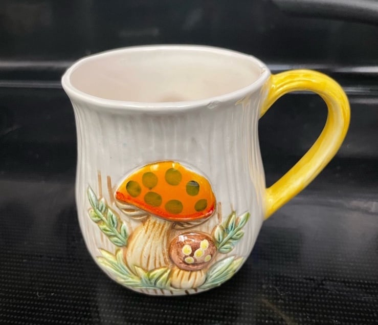 Vintage 1978 Merry Mushroom Tea Cup Mug - Sears Roebuck 1978 Japan Set of 2