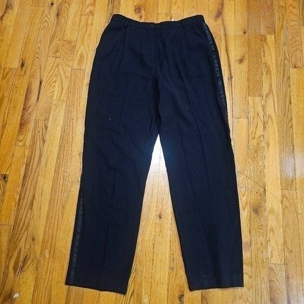 Giorgio Armani Le Collezioni Pants Womens 14 Wool High Rise Wide Leg Trousers