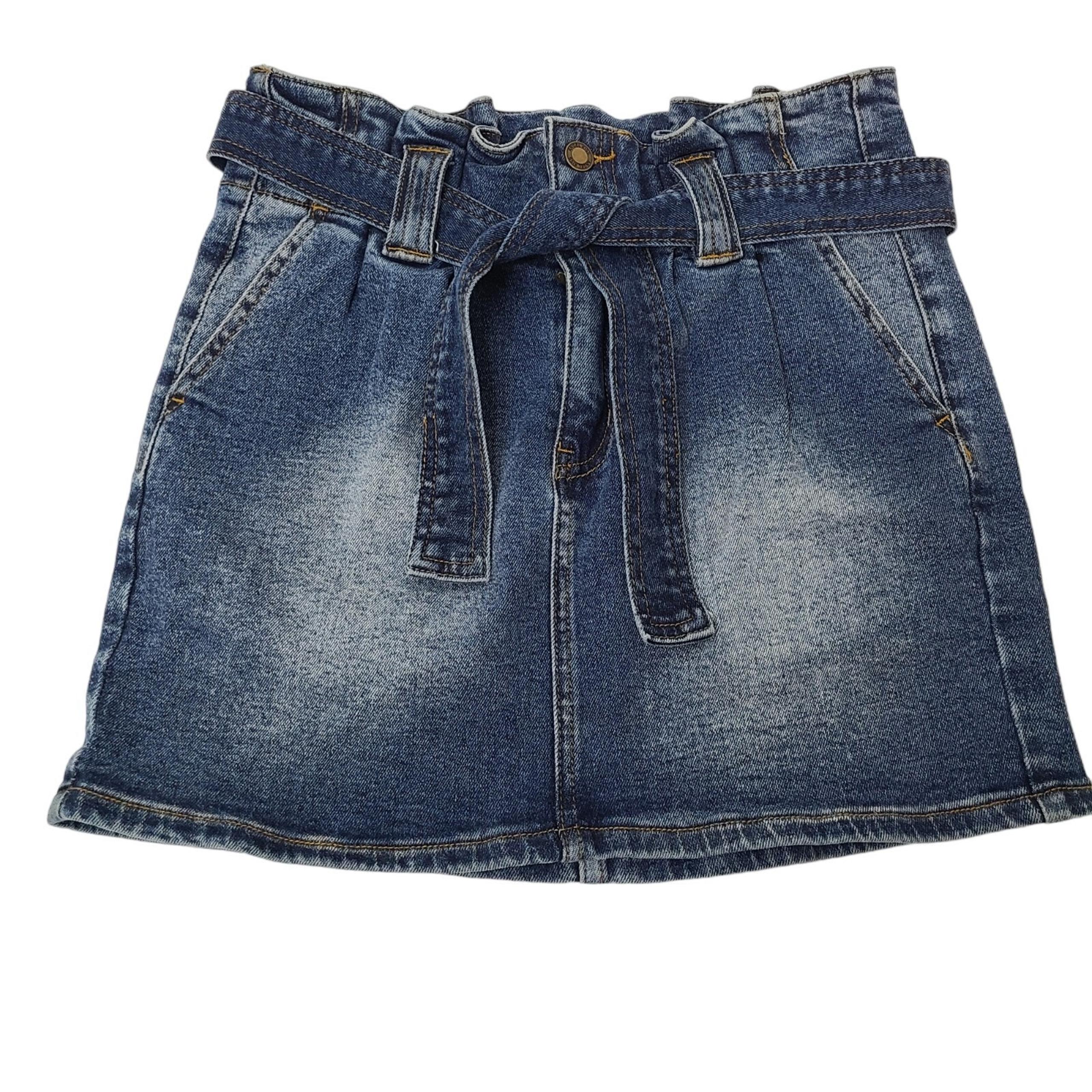 Angel Kiss Womens Size Small Paper Bag High Waist Blue Denim Jean Skirt Y2K