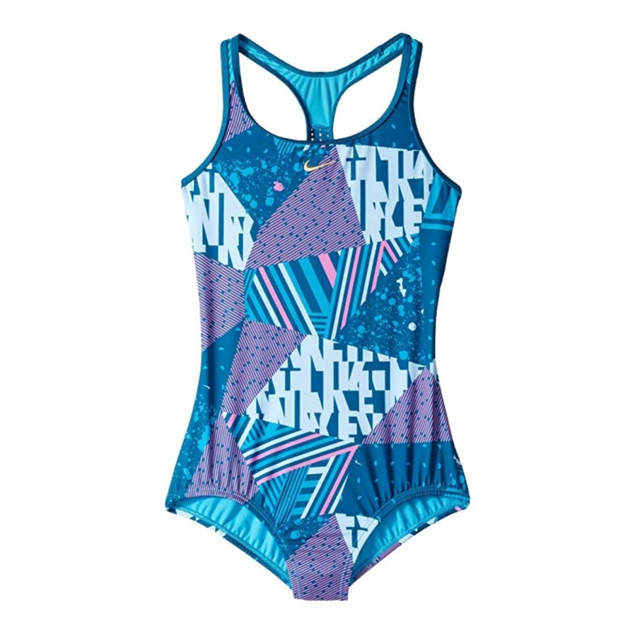 Nike Girls Mash Up Racerback One-Piece in Green Abyss, Size XL