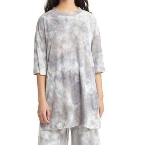 Free People Women 3/4 Sleeve Length Tunic Grey Purple Petite Small