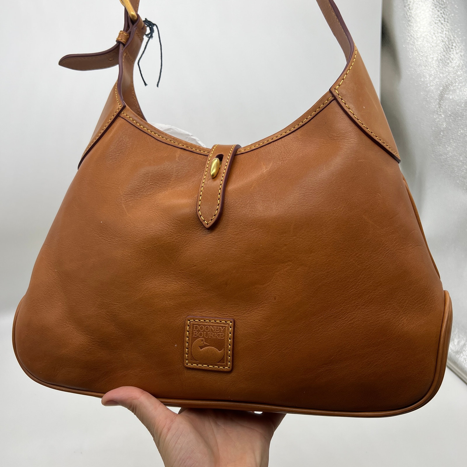 Dooney & Bourke Florentine Leather Crescent Hobo Brown Natural