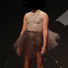 Beige custom dance costume with tutu