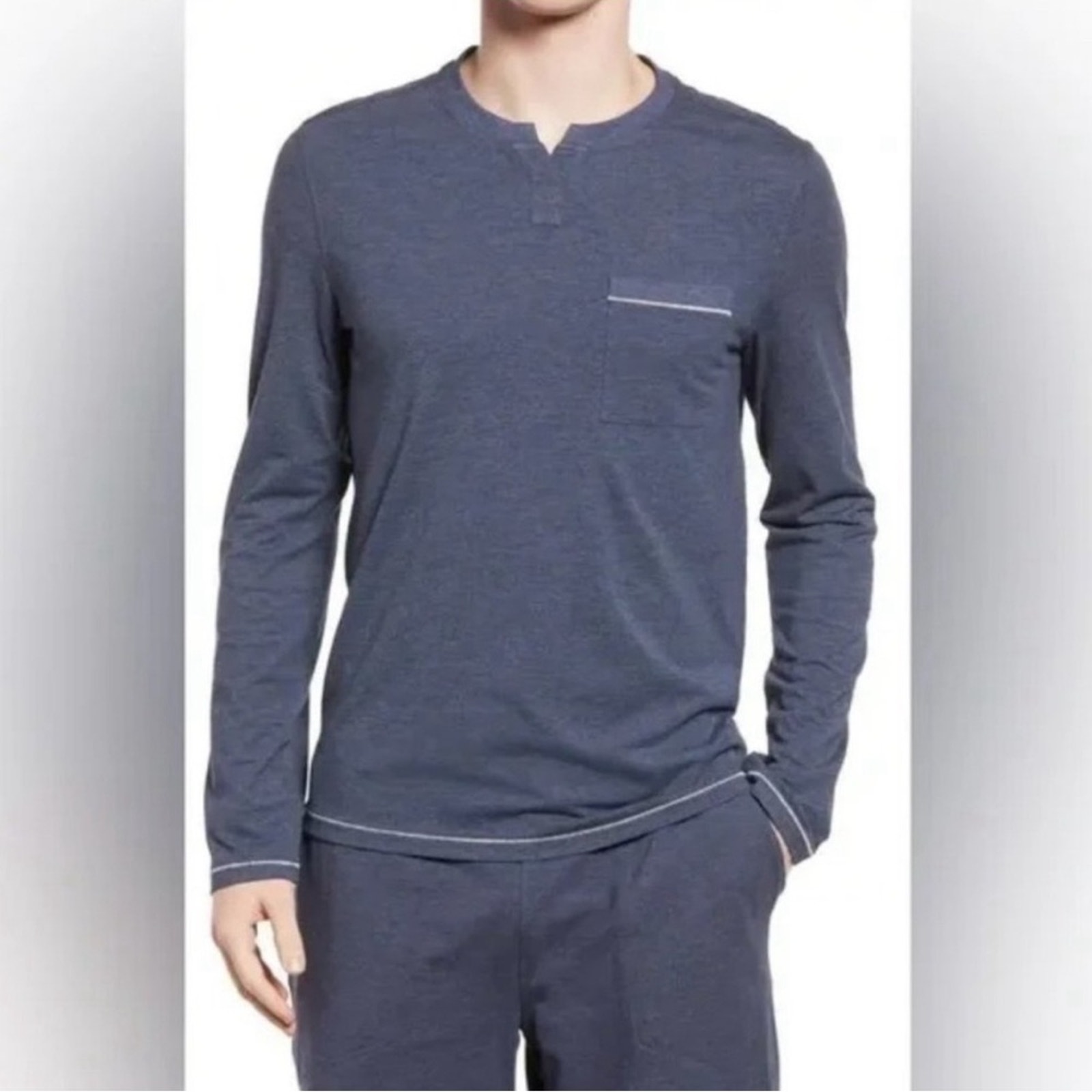 New Lahgo by Lunya Restore Charcoal Gray Long Sleeve Henley Size XXL