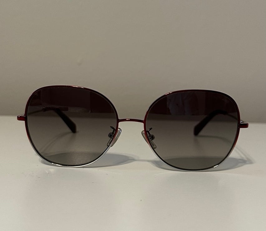 Coach Women's HC7108 934111 Burgundy/Silver Round Sunglasses 57mm With Case