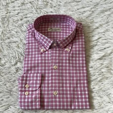 Peter Millar crown Men’s finish Performance Sport Shirt in Pink plaid Medium