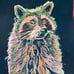 Original Multicolored Raccoon Drawing Painting Size 9”x12”