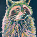 Original Multicolored Raccoon Drawing Painting Size 9”x12”