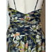 Tanya Taylor Dress Women 00 Black Floral Print Linen Silk Ruched Lovette Maxi