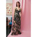 Tanya Taylor Dress Women 00 Black Floral Print Linen Silk Ruched Lovette Maxi