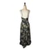 Tanya Taylor Dress Women 00 Black Floral Print Linen Silk Ruched Lovette Maxi