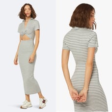 Favorite Daughter Womens Striped Cut-out Shortsleeve Bodycon Midi Dress NWT Sz M