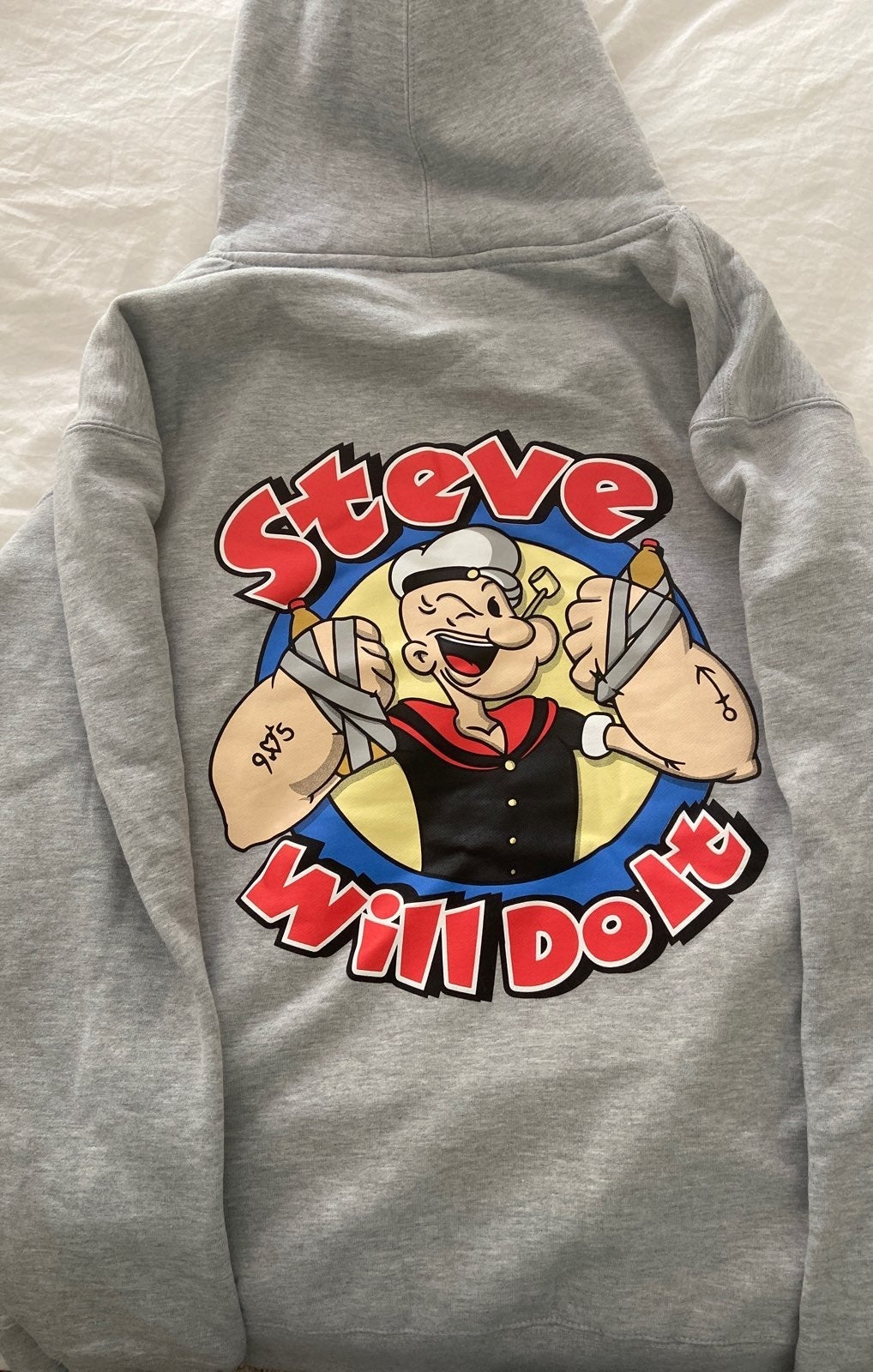 GREY STEVEWILLDOIT CARTOON HOODIE M