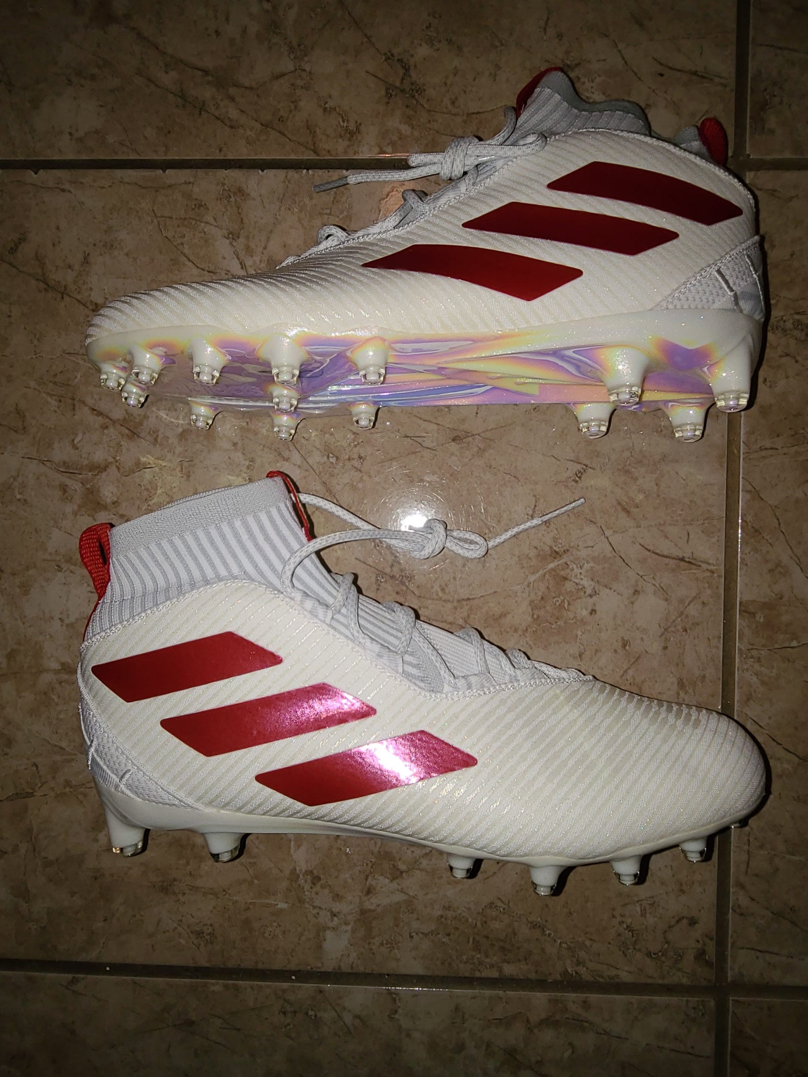 Adidas Freak Ultra Primeknit White Red Football Cleats Men's Size 13