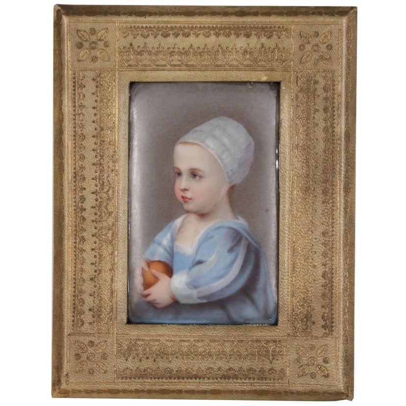 German Portrait Painting on Porcelain