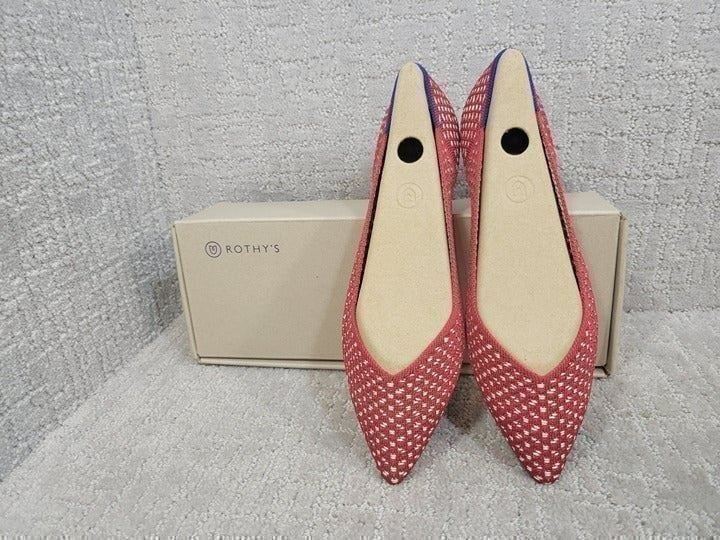 Rothy’s Womens Size US 9 Red Apple Honeycomb Pointed Toe Slip On Ballet Flat