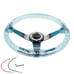 NEW JDM TRD Universal 6-Hole 350mm Deep Dish Teal Crystal Bubble Steering Wheel