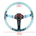 NEW JDM TRD Universal 6-Hole 350mm Deep Dish Teal Crystal Bubble Steering Wheel