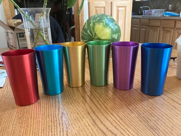 Retro Jewel Aluminum Colored Tumblers Cups Set of 6, Multicolor,16 FL OZ