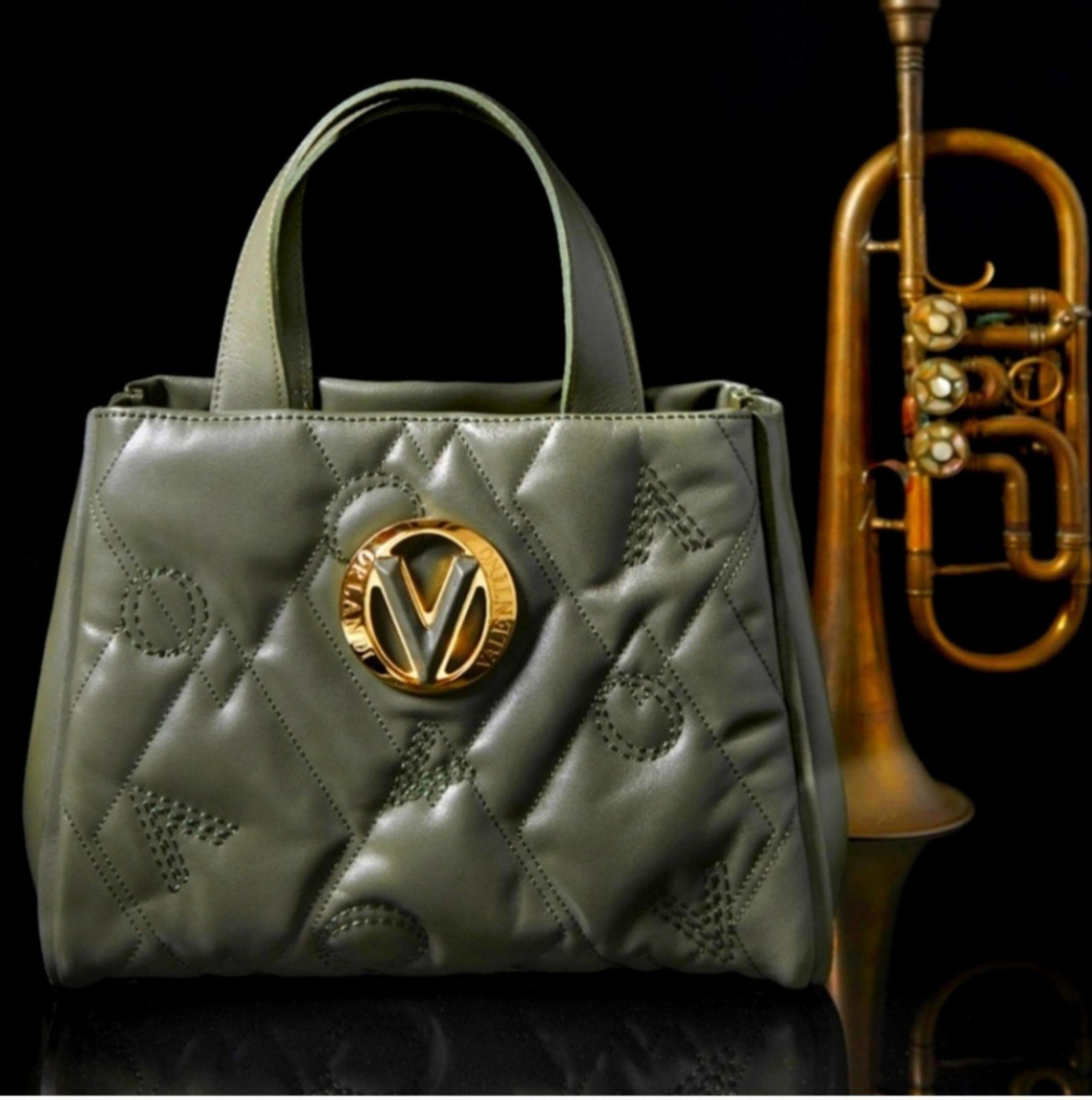 Valentino Orlandi quilted leather satchel tote bag