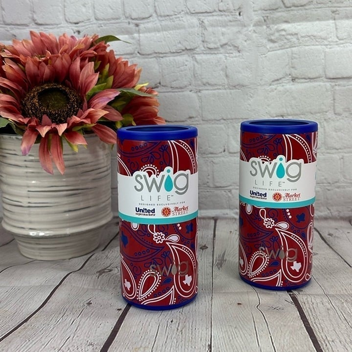 Swig life skinny can cooler koozie bandana texas print