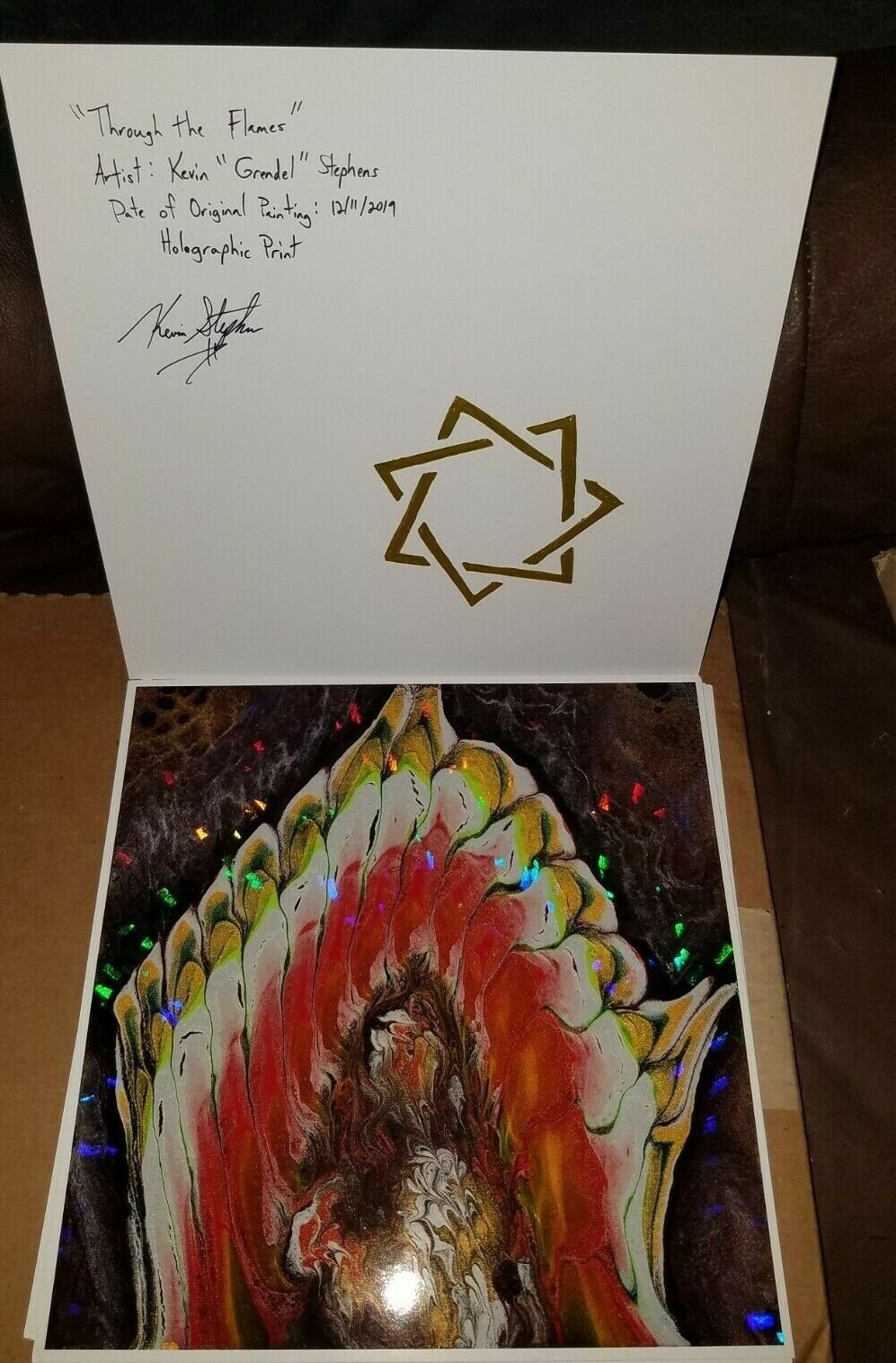 Through the Flames 10 x 10 Holographic Print - Art by Grendel