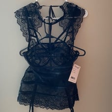 Dreamgirl Strapy Lace Bra and Garter Skirt Lingerie