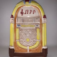 Vtg. WURLITZER JUKEBOX COOKIE JAR CANISTER Treasure Craft Made in USA