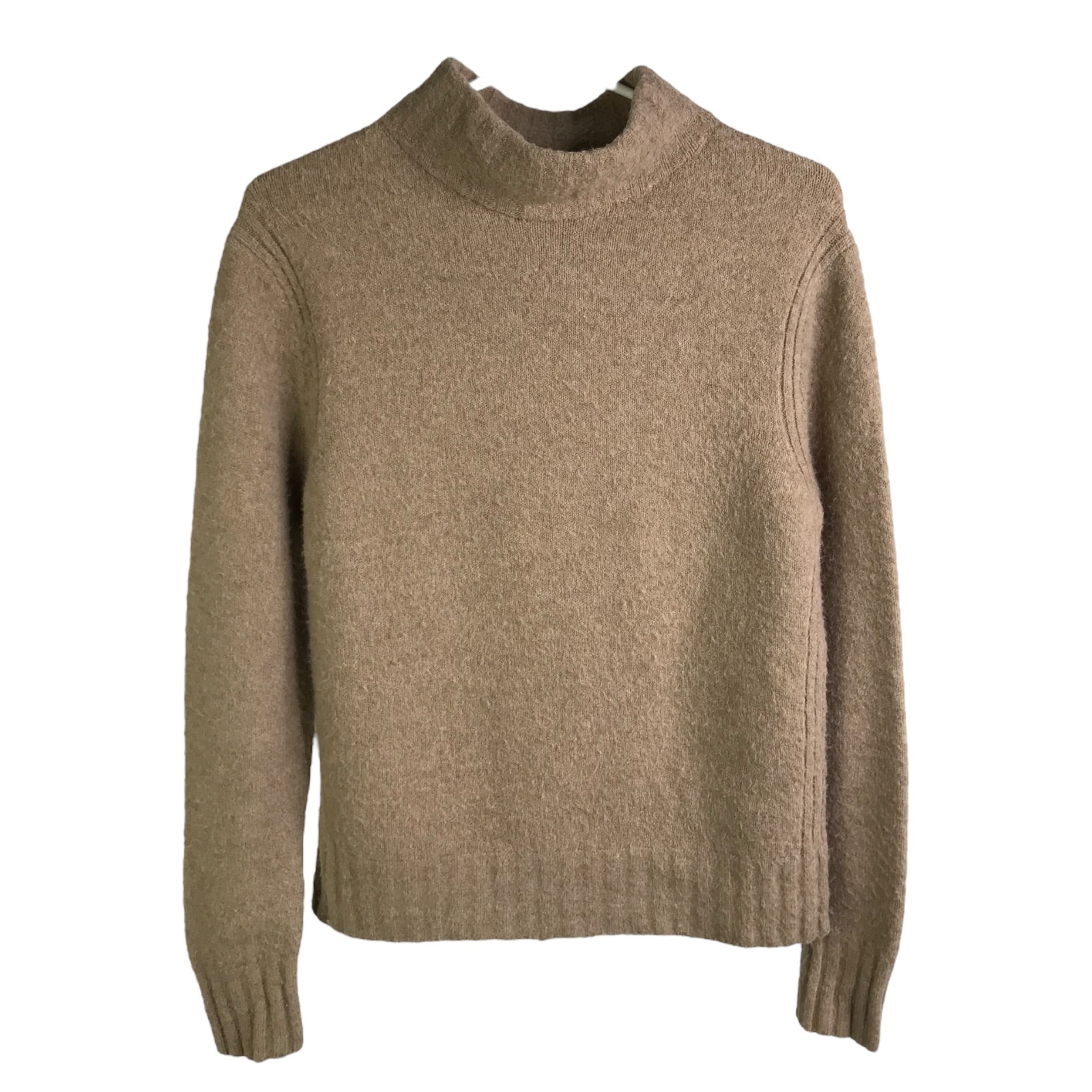 J.Crew Sweater Womens M Tan Alpaca Wool Knit Turtle Neck Long Sleeves Pullover