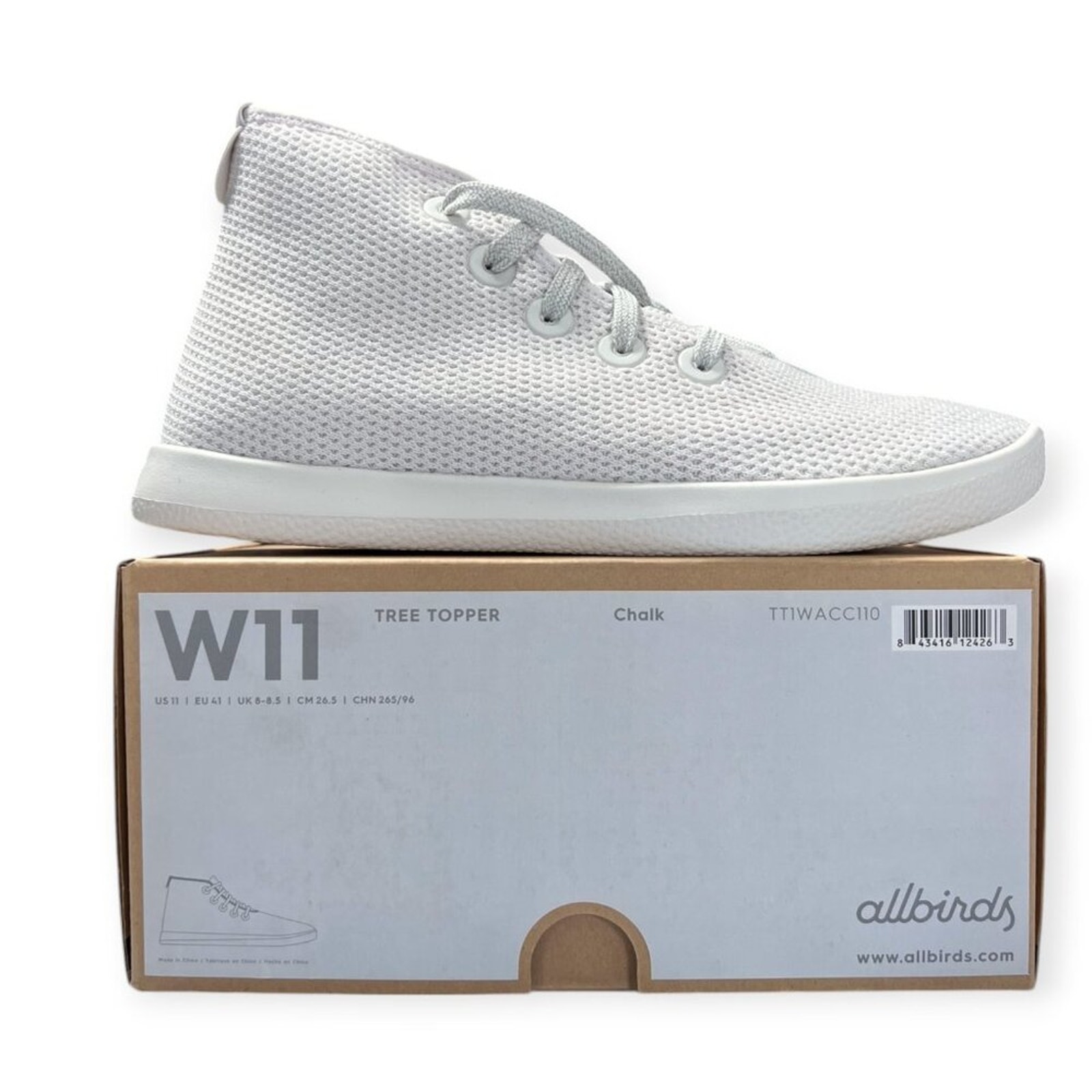 NEW Allbirds Tree Topper SIZE 11 High Top Sneakers Shoes Chalk White NIB