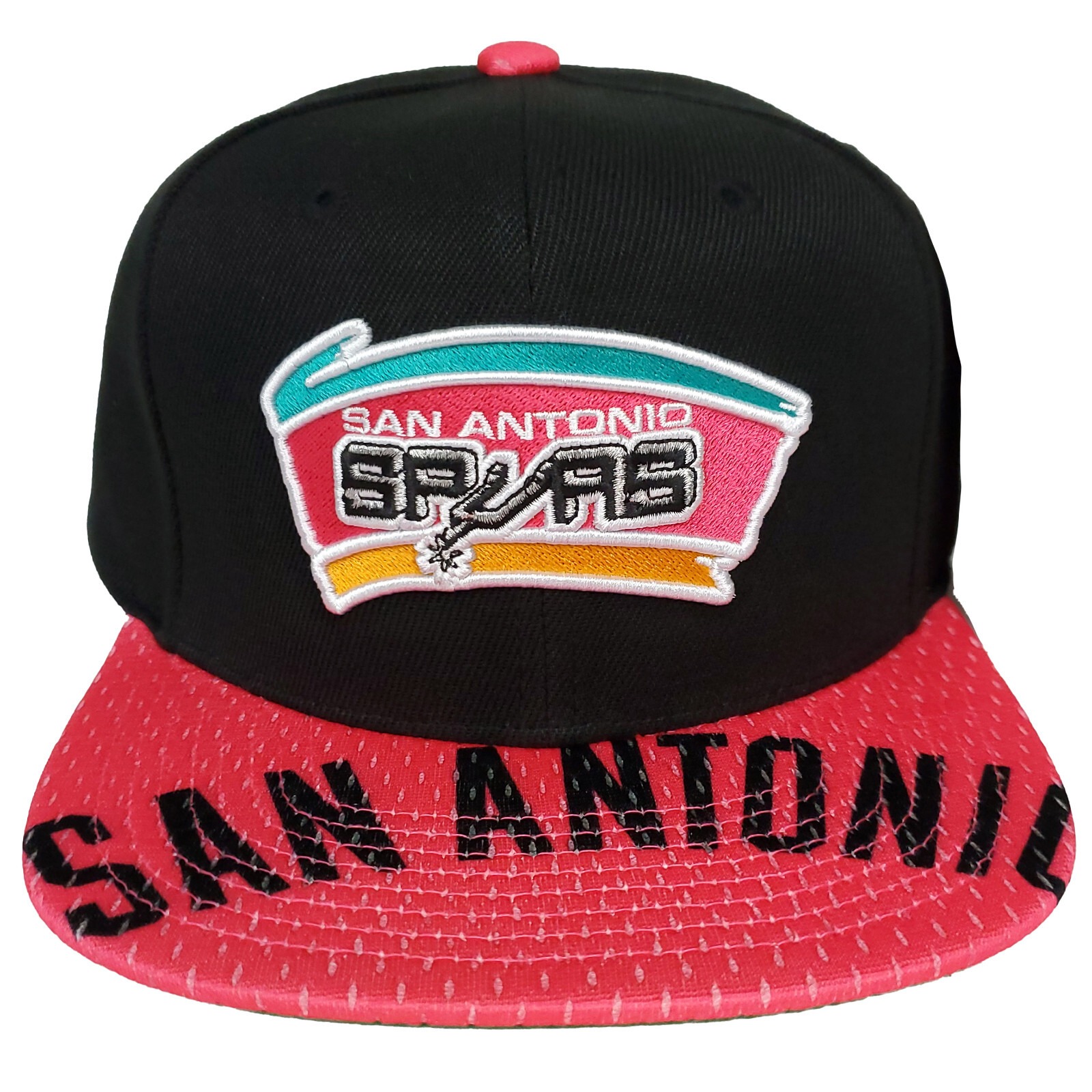 San Antonio Spurs Mitchell & Ness Snapback Hat Cap 3D Logo Jersey Bill Black NWT