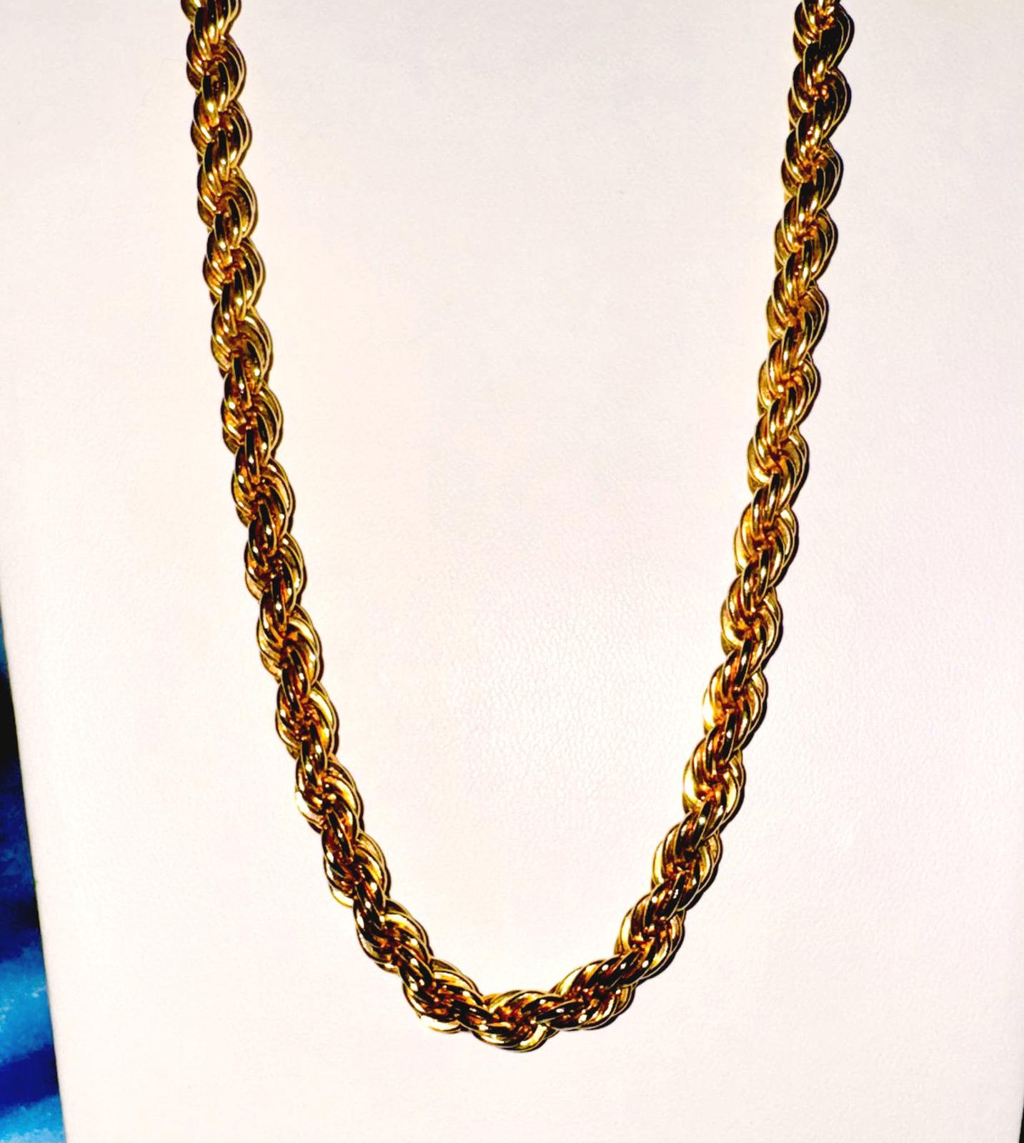 Vintage Les Bernard Gold Tone Thick Twisted Rope Necklace