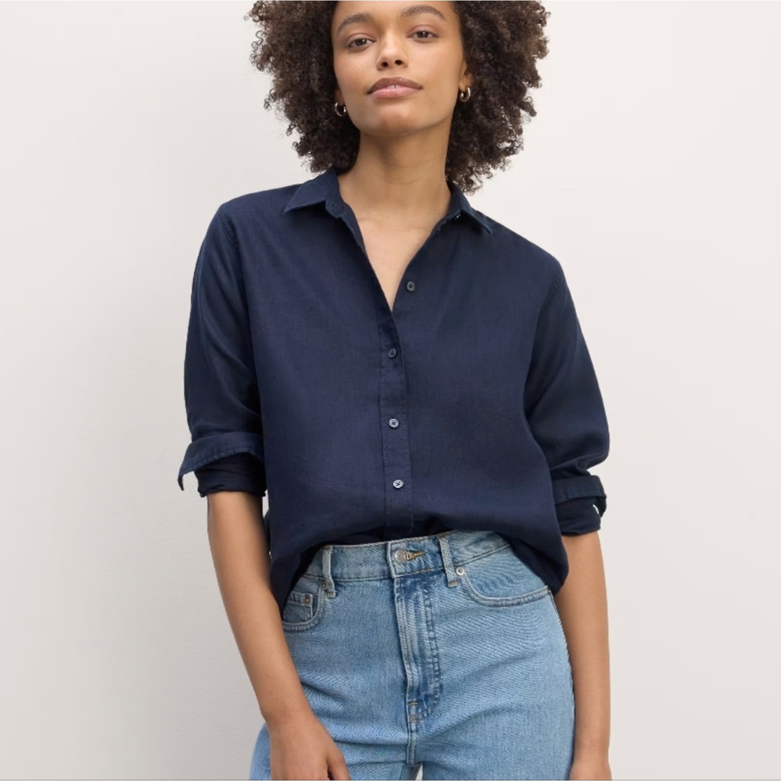 NEW Everlane The Must Have Button Down Long Sleeve Shirt Navy