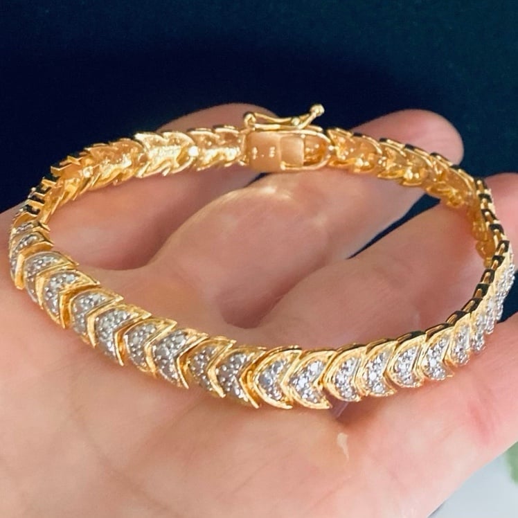 Diamond tennis bracelet 18K yellow gold/FAS 7.5”- Made in Thailand