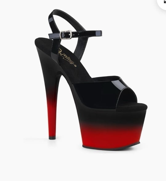 PLEASER Adore-709BR-H Sz 6 Red And Black Platform Stiletto Heels Dancer
