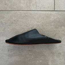 New Black Leather Morroccan Babouche Slippers Flats Slip-Ons Minimal sz 8