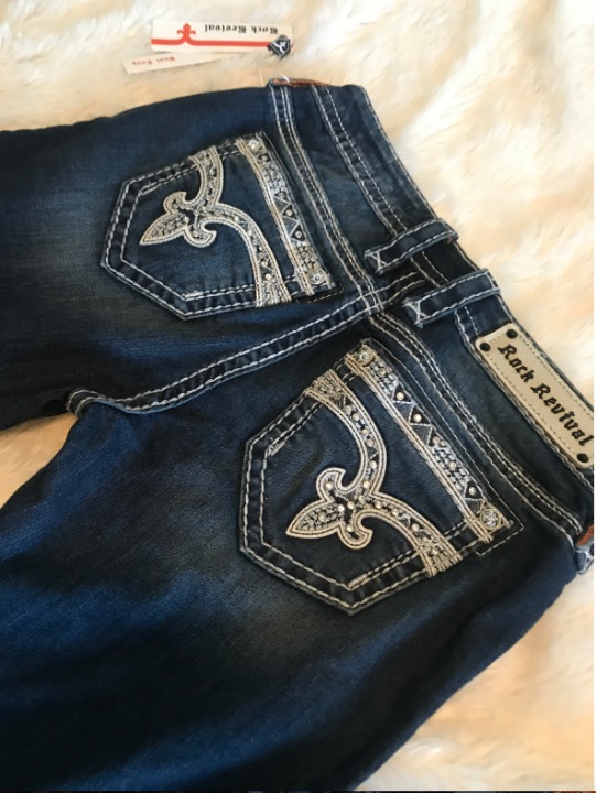 NWT ROCK REVIVAL BOOT CUT JEANS SIZE 25